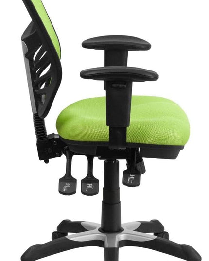 Flash Furniture Nicholas Mid-Back Swivel Office and Gaming Chair, Ergonomic Mesh Office Chair with Adjustable Lumbar Support and Height, Green - LeafyLoom