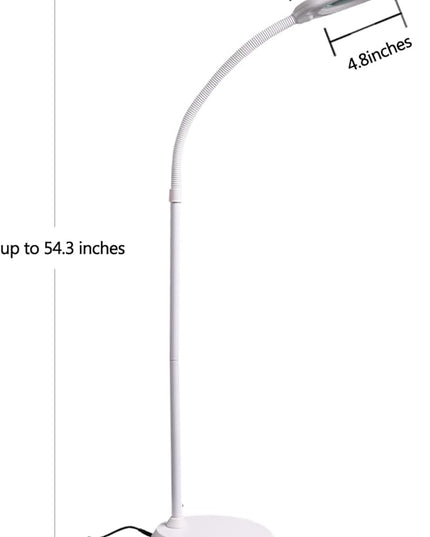 2 in 1 Magnifying Floor Lamp 5X & Bright LED Floor Lamp Hand Free with Adjustable Gooseneck - Magnifier Daylight Work Light for Reading, Repair, Crafts, Sewing etc.(White) - LeafyLoom