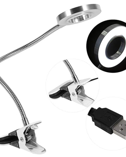 Clip on Lamp Pinkiou Desk Lamp with Clamp for Night Reading Nail Art Makeup Salon LED USB Book Light Clip Clamp Lamp 360°Flexible Gooseneck Bed Lamp 3 Color Models - LeafyLoom