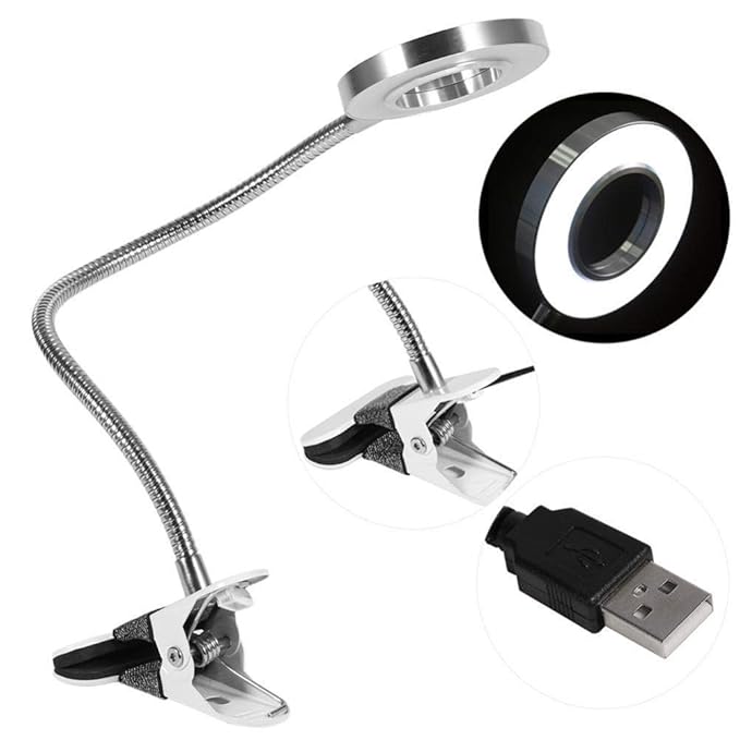 Clip on Lamp Pinkiou Desk Lamp with Clamp for Night Reading Nail Art Makeup Salon LED USB Book Light Clip Clamp Lamp 360°Flexible Gooseneck Bed Lamp 3 Color Models - LeafyLoom