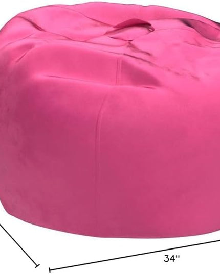 Posh Creations Structured Comfy Seat for Playrooms and Bedrooms, Large Bean Bag Chair, 100in Round Classic Bean Bag, Pink - LeafyLoom
