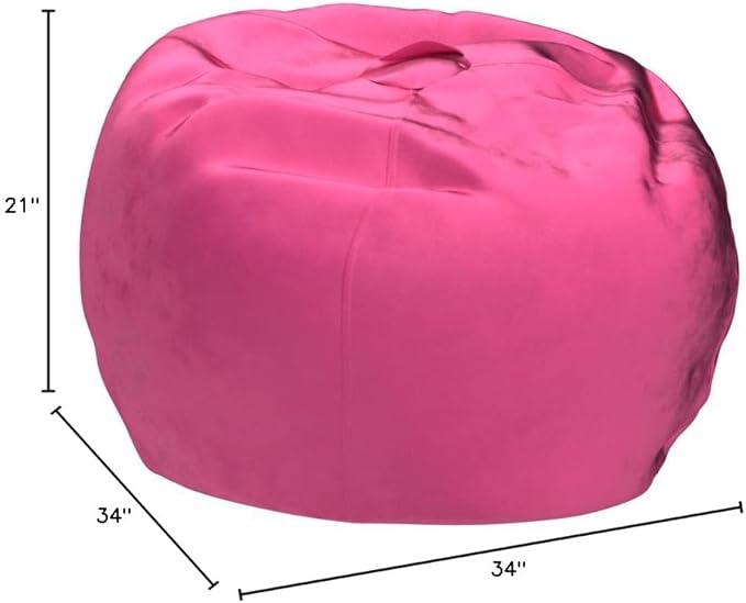Posh Creations Structured Comfy Seat for Playrooms and Bedrooms, Large Bean Bag Chair, 100in Round Classic Bean Bag, Pink - LeafyLoom
