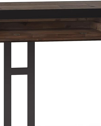 SIMPLIHOME Erina SOLID WOOD and Metal Modern Industrial 72 inch Wide Home Office Desk, Writing Table, Workstation, Study Table Furniture in Rustic Natural Aged Brown with 2 Drawers - LeafyLoom