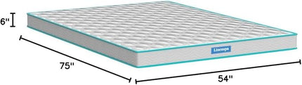 Linenspa 6 Inch Mattress - Firm Feel - Bonnell Spring with Foam Layer - Mattress in a Box - Youth or Kids Bed - Guest Bedroom - Durable and Breathable Support - Affordable - Full Size - LeafyLoom