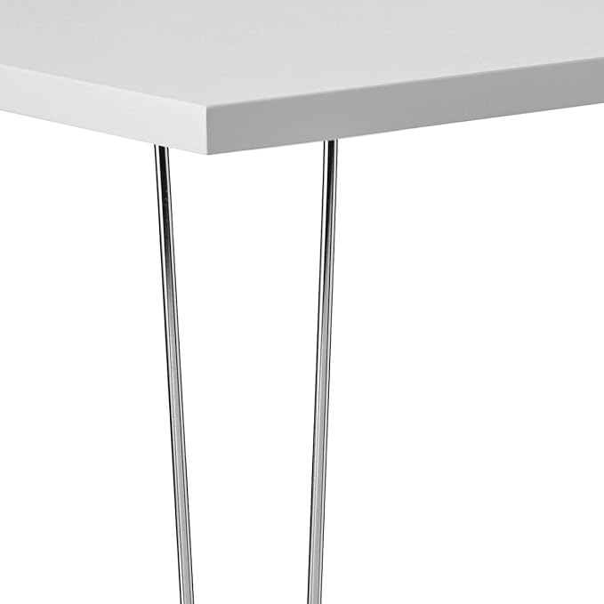 Walker Edison Mid Century Modern Hairpin Wood Laptop Computer Writing Desk Home Office Workstation Small, 42 Inch, White - LeafyLoom