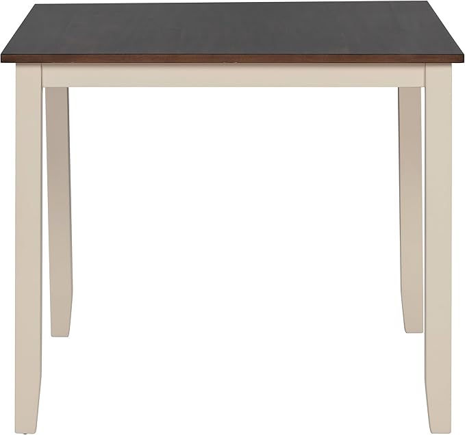 5 Piece Set Industrial Wooden Kitchen Table and 4 Chairs for Dining Room, Brown+Cottage White - LeafyLoom
