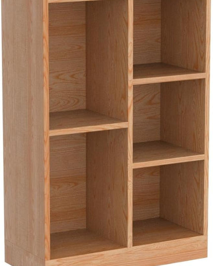 IOTXY Open Shelf Low Bookcase - Wooden 3-Tier Floor Standing Display Cabinet Organizer with Base, 5 Cubes Short Horizontal Bookshelf in Pear Yellow - LeafyLoom