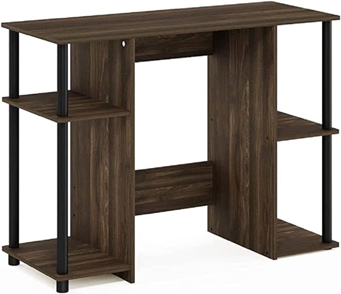 Furinno Jaya Computer Study Desk, Columbia Walnut/Black - LeafyLoom
