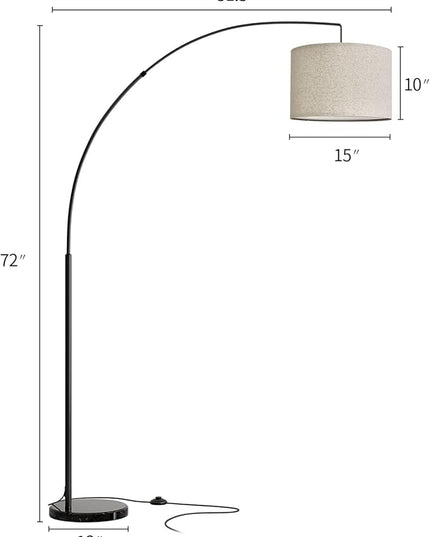 Oneach Modern Arc Floor Lamp for Living Room Arching Hanging Lamp Shade Over The Couch for Reading Bedroom Office Brushed Steel Arch Standing Floor Lamp Black - LeafyLoom