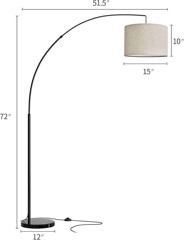 Oneach Modern Arc Floor Lamp for Living Room Arching Hanging Lamp Shade Over The Couch for Reading Bedroom Office Brushed Steel Arch Standing Floor Lamp Black - LeafyLoom