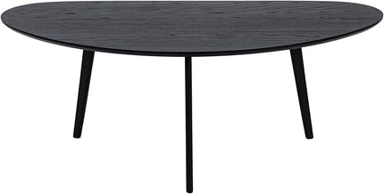 FIRMINANA Mid Century Modern Coffee Table,Large Oval Black Coffee Table for Living Room,Oval Small Mangotop Black Coffee Table for Small Spaces,Black-47.3" W x23.63 D x 17.72" H - LeafyLoom