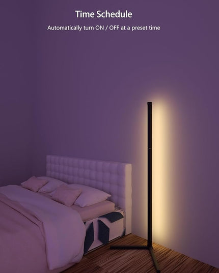 RGB Corner Floor Lamp, 47.24in RGB Color Changing Mood Light WIFI APP and Remote Control Music Sync LED 16M Dimmable Modes Modern Floor Lamp for Living Room, Light Timing - LeafyLoom