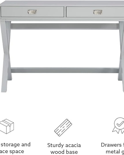 Linon Grey 2-Drawer Writing Jaycee Desk - LeafyLoom
