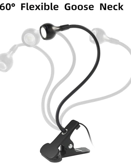 UV Nail Lamp, UV Light for Nails UV LED Light Fixtures with Gooseneck and Clamp Mini Desk Light Clamp Portable Gooseneck for Outdoor Stall Gel Nail Curing, 5V USB Input (Black,Round Head) - LeafyLoom