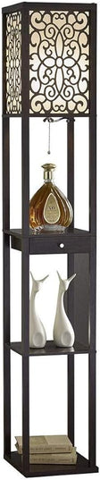 Artiva USA A808101EX Etagere Shelf Floor lamp with Drawer, 63", Expresso - LeafyLoom