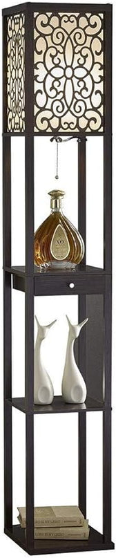 Artiva USA A808101EX Etagere Shelf Floor lamp with Drawer, 63", Expresso - LeafyLoom