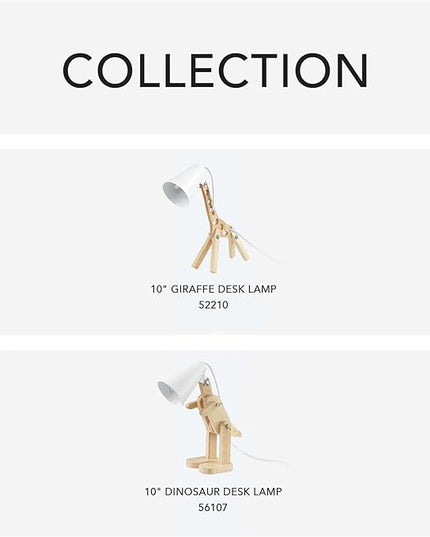 Globe Electric 56107 Terry Dinosaur 10" Wooden Desk Lamp, White Shade, in-Line On/Off Rocker Switch - LeafyLoom