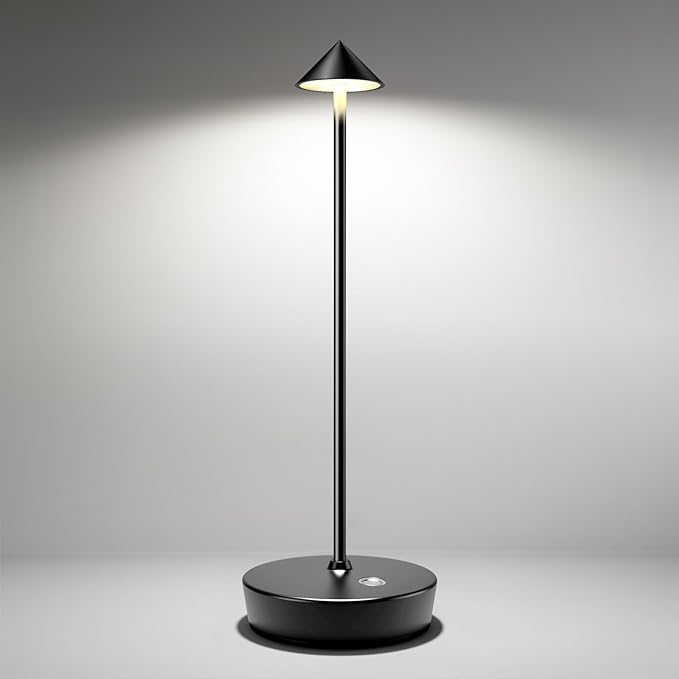 Cordless Table Lamps Rechargeable, 6000mAh Battery Operated LED Desk Lamp Outdoor Waterproof Portable Touch Dimmable Table Night Light for Patio Restaurant Dining Home Black - LeafyLoom