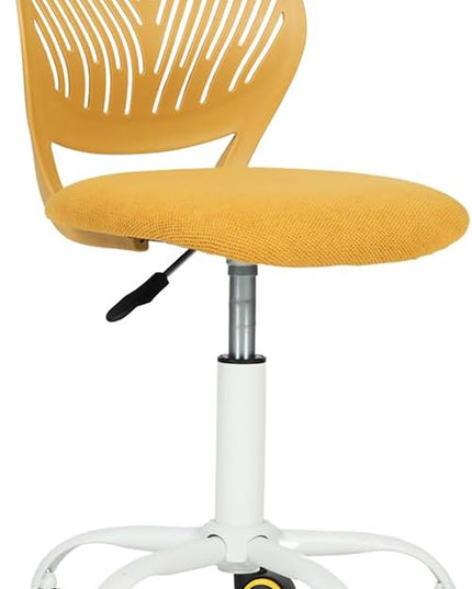 FurnitureR Writing Task Chair for Teens Boys Girls 360 Rolling Wheels Fabric Soft Pad Seat Breathable Backrest, Height Adjustable Liftup 29.5"-34.3", Lime Yellow - LeafyLoom