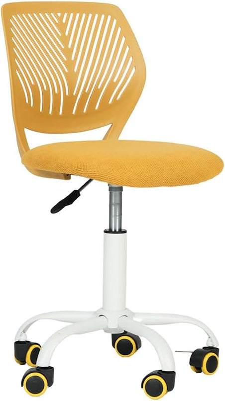 FurnitureR Writing Task Chair for Teens Boys Girls 360 Rolling Wheels Fabric Soft Pad Seat Breathable Backrest, Height Adjustable Liftup 29.5"-34.3", Lime Yellow - LeafyLoom