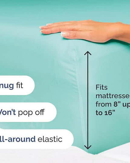 Split King Size 5 Piece Sheet Set - Comfy Breathable & Cooling Sheets - Hotel Luxury Bed Sheets for Women & Men - Deep Pockets, Easy-Fit, Soft & Wrinkle Free Sheets - Spa Blue Oeko-Tex Bed Sheet Set - LeafyLoom