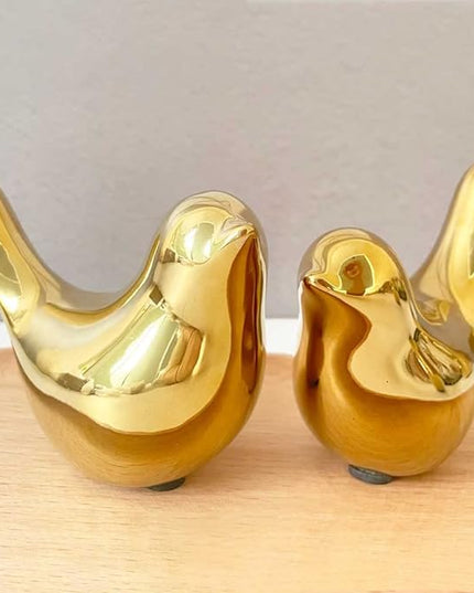 Gold Bedroom Decor Aesthetic, Shelf Decor Birds for Living Room Decor, Small Animal Figurines Decorations for Living Room Home Office Bookshelf TableTop - LeafyLoom