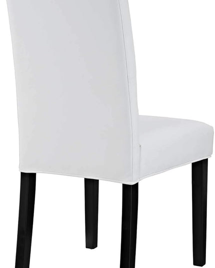 Modway Confer Modern Tufted Faux Leather Upholstered Parsons Two Dining Chairs in White - LeafyLoom