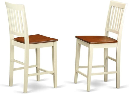 East West Furniture EDVN5-WHI-W Eden 5 Piece Kitchen Counter Height Set Includes a Round Wooden Table with Pedestal and 4 Dining Chairs, 30x30 Inch - LeafyLoom