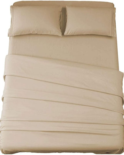 SONORO KATE Bed Sheet Set Super Soft Microfiber 1800 Thread Count Luxury Egyptian Sheets 16-Inch Deep Pocket，Wrinkle-4 Piece (Taupe, Queen) - LeafyLoom