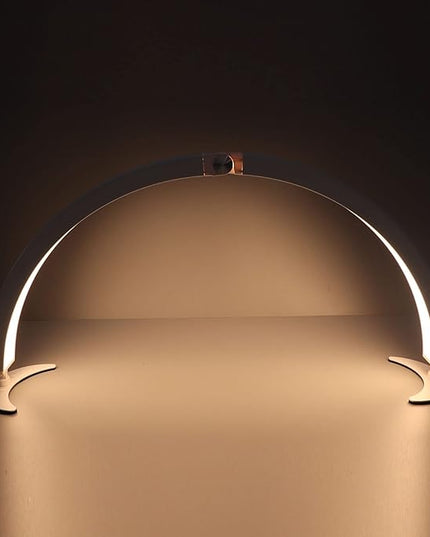 Pomya Half Moon Light for Nails, 28 Inch Foldable LED Half Moon Desk Lamp with 10 Brightness Adjustment, 3200K‑5600K Dimmable Lighting Lamp with Remote for Beauty Lash Extension Tattoo - LeafyLoom