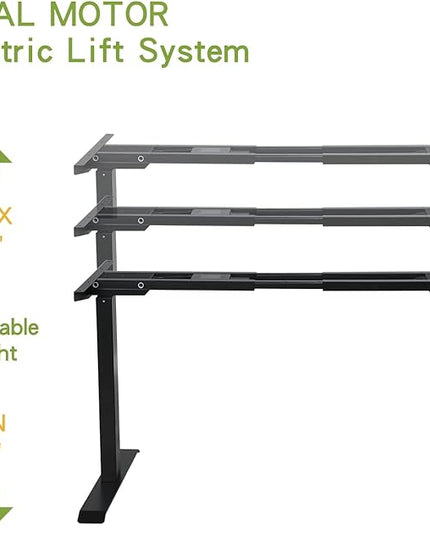 Radlove Dual Motor Height Adjustable Standing Desk Frame, Adjustable Desk Legs for 48'' to 70'' Desk Tops, Home Office Sit Stand Desk Base, Heavy Duty 265 lb Load Capacity for Home Office (Black) - LeafyLoom