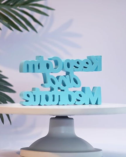 NUKKAD TALES Keep Calm and Meditate Blue Aesthetic Table Decor - Ideal for Home or Office Desk, Shelf. Quirky Room Decoration Showpiece, Birthdays, Corporate Gifts, Inspirational Wall Decor. - LeafyLoom
