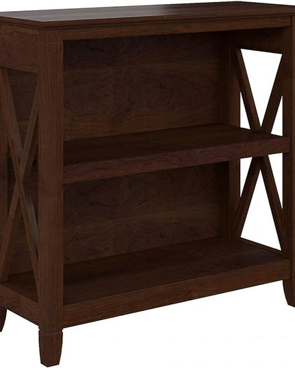 Bush Furniture Key West Small 2 Shelf Bookcase in Bing Cherry - LeafyLoom
