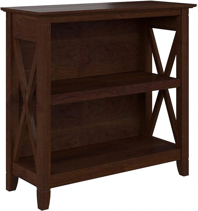 Bush Furniture Key West Small 2 Shelf Bookcase in Bing Cherry - LeafyLoom