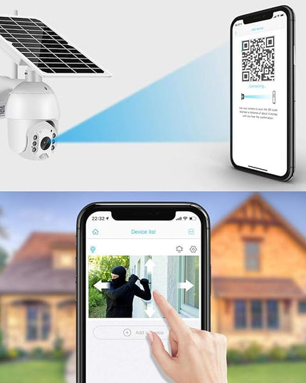 100% Wire-Free Wireless Rechargeable Battery Solar Powered Outdoor 1080P Pan Tilt WiFi Security Camera PIR Motion Recording Two-Way Audio IP65 Weatherproof Night Vision Built-in SD Slot Alptop