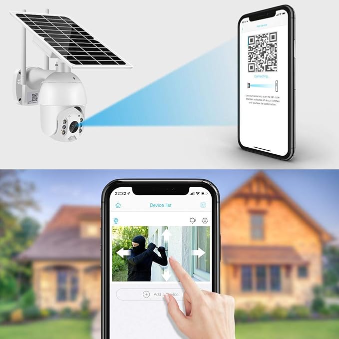 100% Wire-Free Wireless Rechargeable Battery Solar Powered Outdoor 1080P Pan Tilt WiFi Security Camera PIR Motion Recording Two-Way Audio IP65 Weatherproof Night Vision Built-in SD Slot Alptop