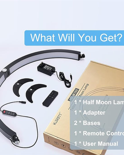 Half Moon Light Nail Desk Lamp, 40W 29 inch Stepless Bi-Color and Brightness Nail Table Light with Wire Controller & Remote for Nail Art Tech Manicure Eyelash Tattoo Crafts - LeafyLoom