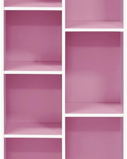 Furinno 7-Cube Reversible Open Shelf, White/Pink 11048WH/PI - LeafyLoom