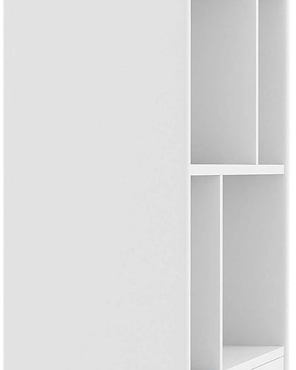 SIMPLIHOME Draper SOLID HARDWOOD 35 Inch Mid Century Modern Wide Bookcase and Storage Unit in White, For the Living Room, Study Room and Office - LeafyLoom