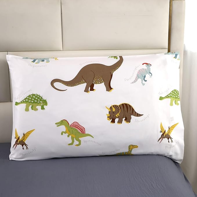 MAG 3Pcs Dinosaur Comforter Set,White Base Full Bedding Comforter Set,for Toddlers Kids,Boys Teens and Girls,Super Soft Microfiber, Full Size (1 Comforter + 2 Pillowcases) - LeafyLoom