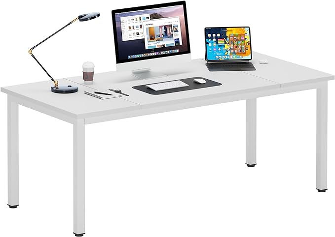 DlandHome Computer Desk, Large Executive Office Desk Computer Table Study Writing Desk Workstation for Home Office,70.8 x 31.5 inch,White - LeafyLoom