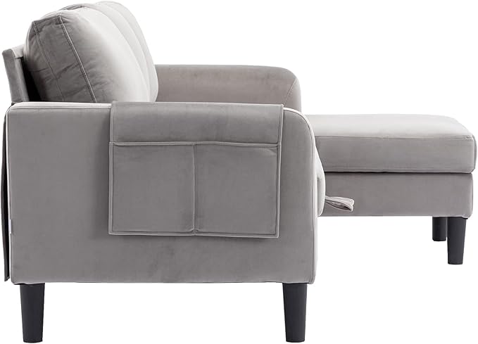 72.44" L-Shaped Reversible Sectional Sofa w/Pull Out Bed & Storage Chaise Lounge,Interior Furniture Comfy Sleeper Corner Couch with 3 Throw Pillows and Pockets,for Dorm,Apartment,Gray - LeafyLoom