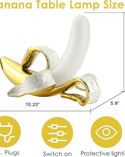 Modern Banana Table Lamp, Desk Lamp,Led Night Light Plating Resin Banana Lighting Fixture for Living Room, Bedroom,Home Office,Kids Room (Sitting-Plated) - LeafyLoom