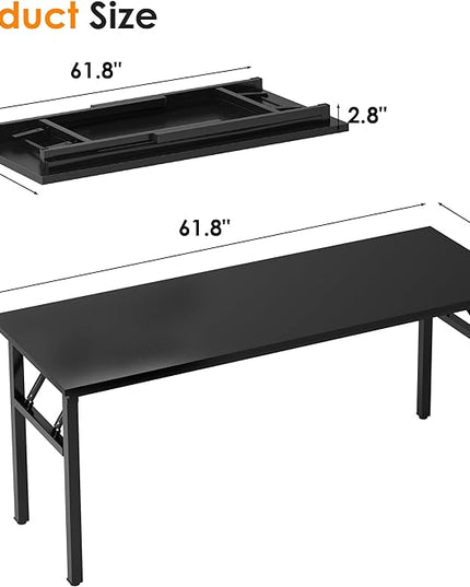 Need Computer Desk Office Desk 62 inches Folding Table with BIFMA Certification Computer Table Dining Table No Install Needed, Black - LeafyLoom