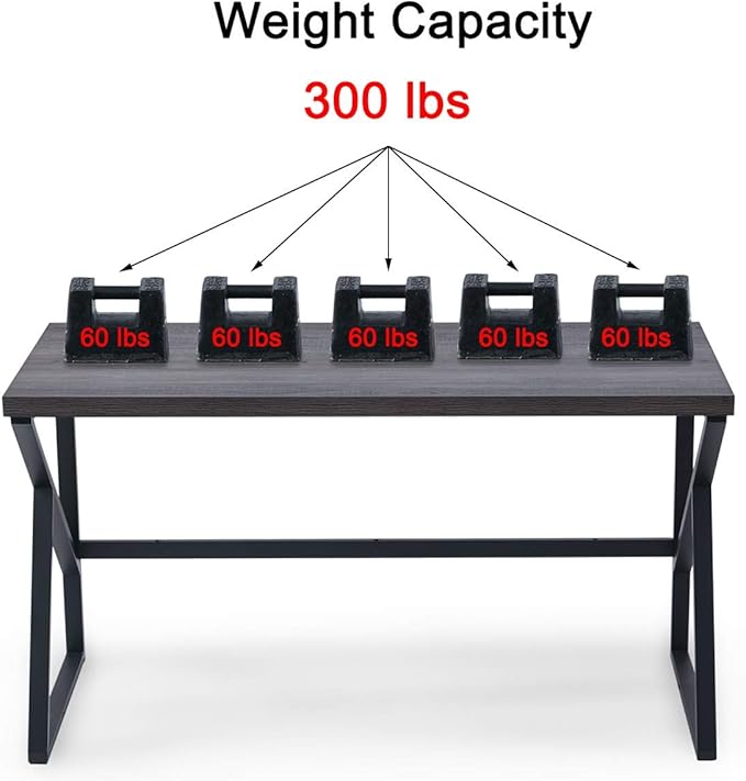 HSH Industrial Home Office Desk, Metal and Wood Computer Desk, Rustic Vintage Soho Work Study Writing Table, Modern PC Desk for Livingroom Bedroom, Farmhouse Computer Table Grey 55 inch Wide - LeafyLoom