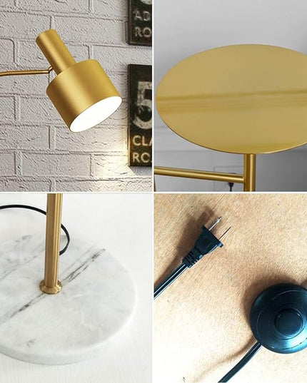 Hsyile Lighting KU300217 Contemporary Modern Creative Floor Lamp with a Table,Suitable for Living Room,Den,Office,Bedroom - E26 Bulb - Brushed Brass Finish - LeafyLoom