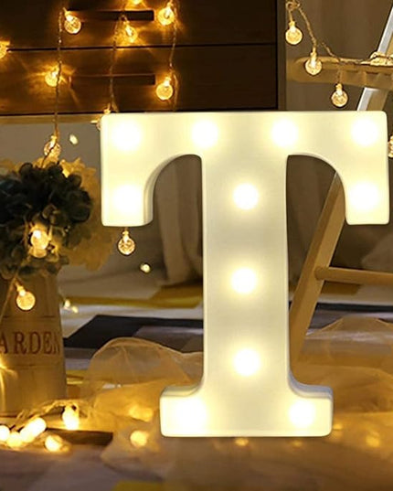 LED Marquee Letter Lights Sign T 26 Alphabet Light Up Letters Sign for Night Light Wedding Birthday Party Battery Powered Christmas Lamp Home Bar Decoration (T) - LeafyLoom