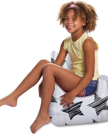 Posh Creations Structured Comfy Bean Bag Chair for Gaming, Reading, and Watching TV, Pasadena Chair, Canvas - Sketchy Stars - LeafyLoom