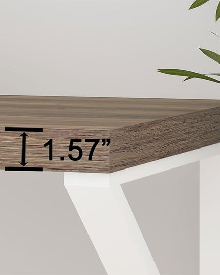 HSH Farmhouse Desk, Modern Home Office Desk, Student Desk for Bedroom Computer Table, Rustic Wood and Metal PC Laptop Computer Desk, Simple Writing Study Gaming Desk Executive Workstation, 55 Inch - LeafyLoom