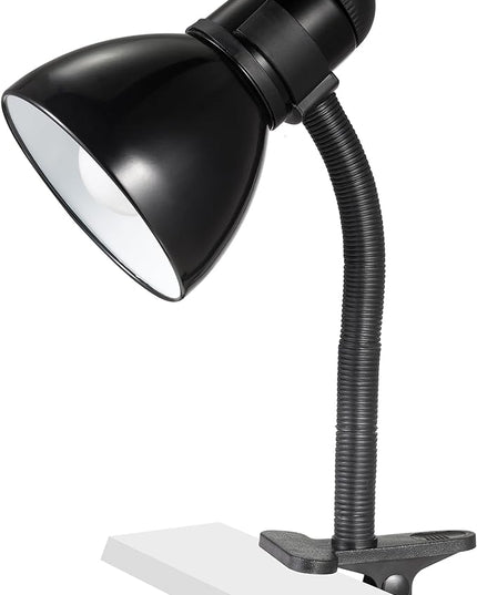 V- Light Black Adjustable Desk Lamp with Heavy Duty Clamp Clip, Flexible Gooseneck Lamp, Bed Light, Reading Lamp, or Study Light, 14 inches - LeafyLoom